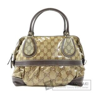Gucci GG Crystal Handbag coated canvas body brown leather